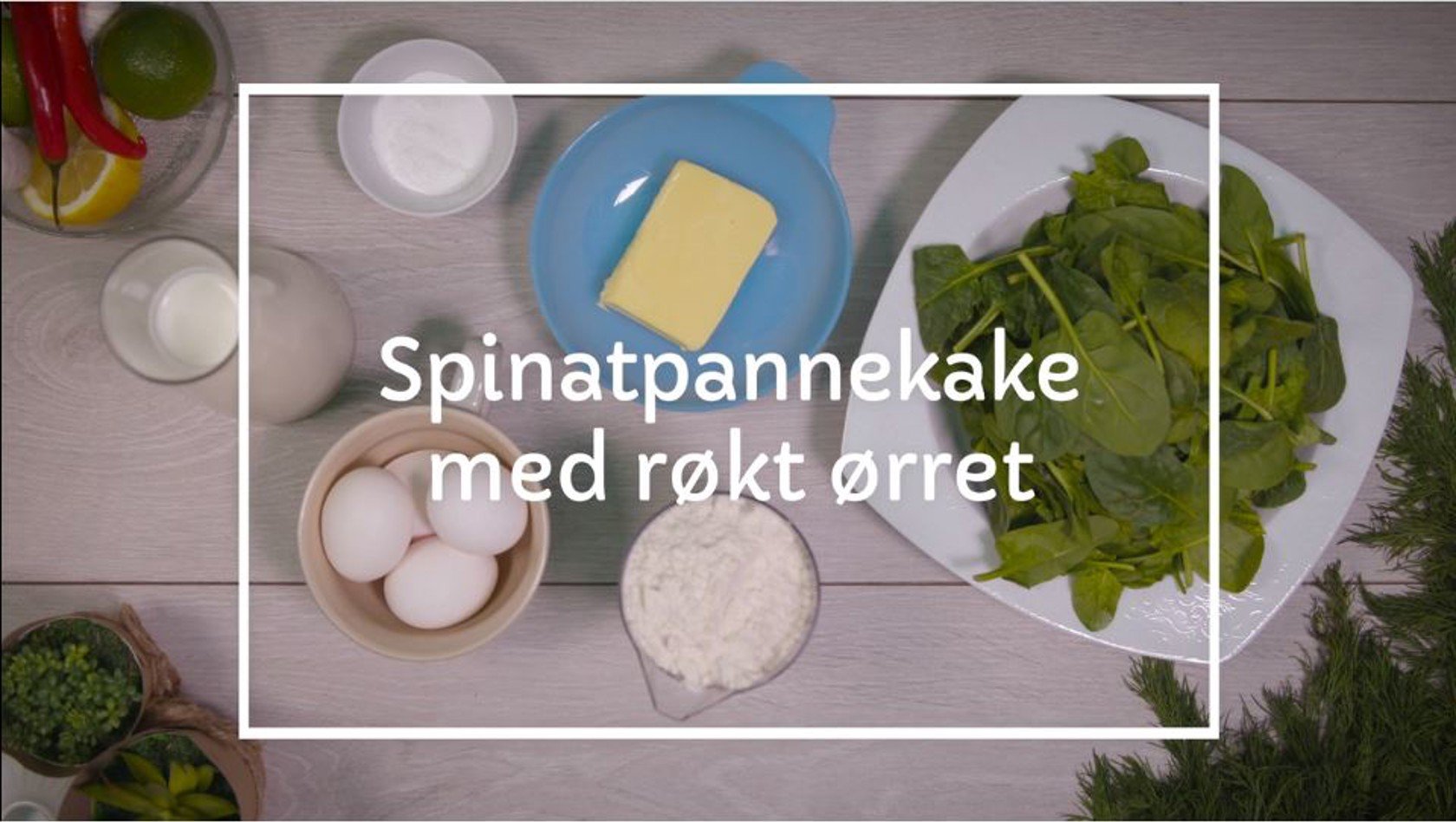 Spinatpannekake med røkt ørret