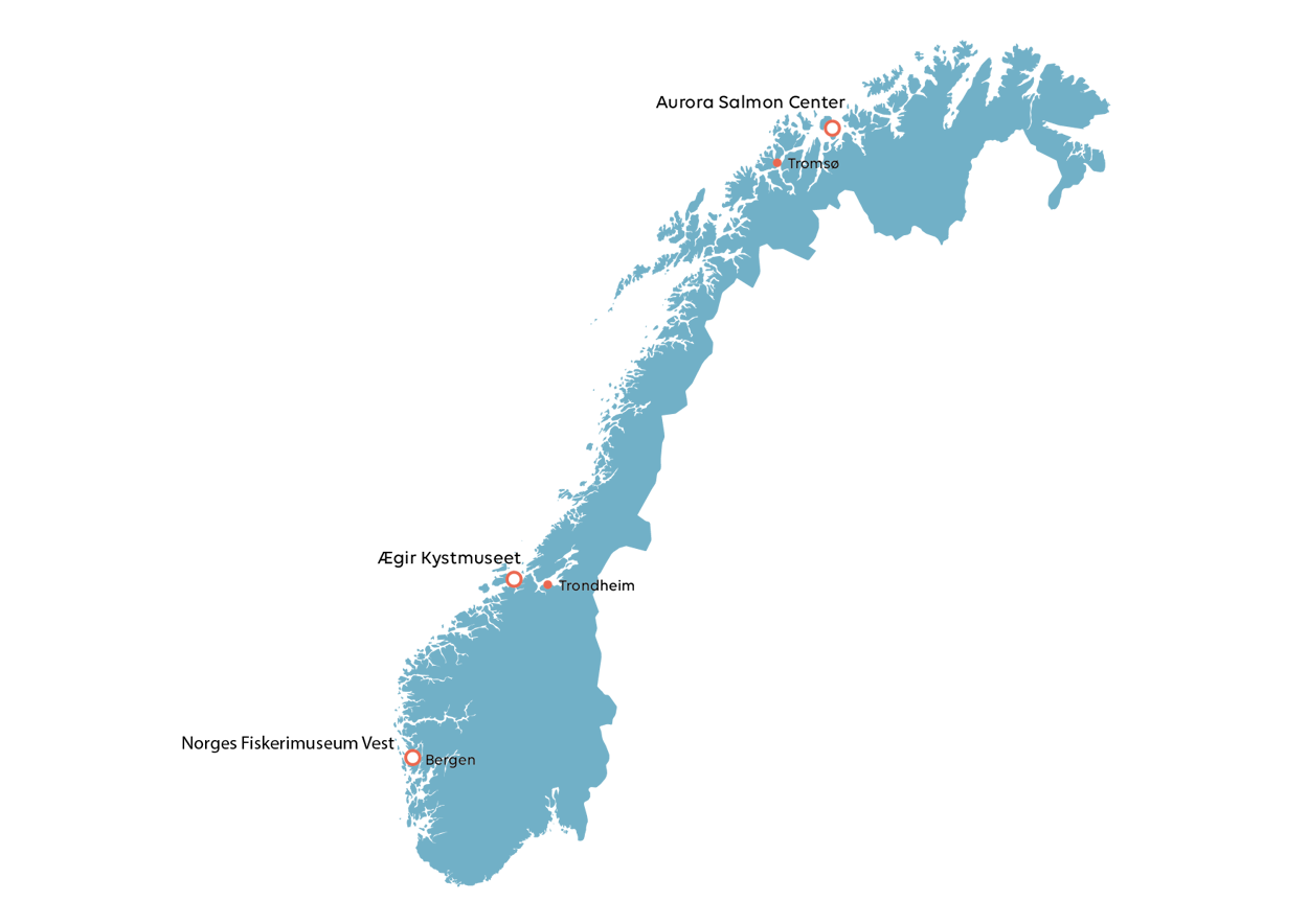 Kart over visningsenterene i Norge