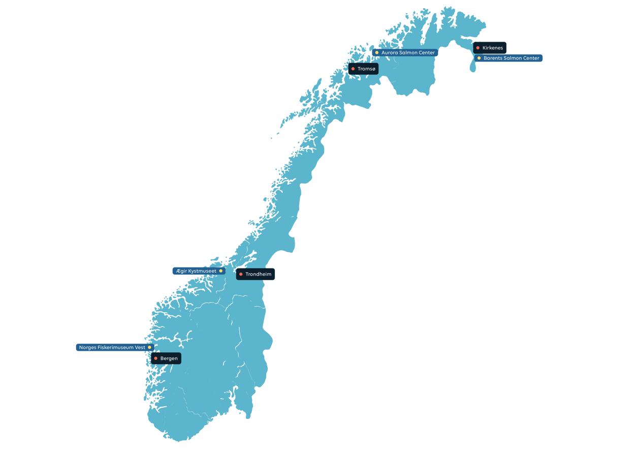 Map of Lerøy visiting centres in Norway