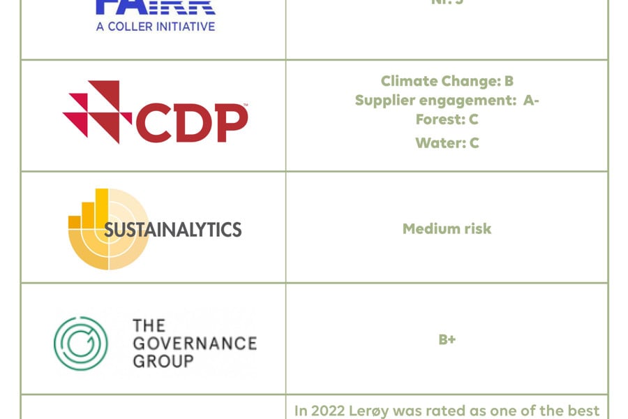 Table of rating agencies and ranking