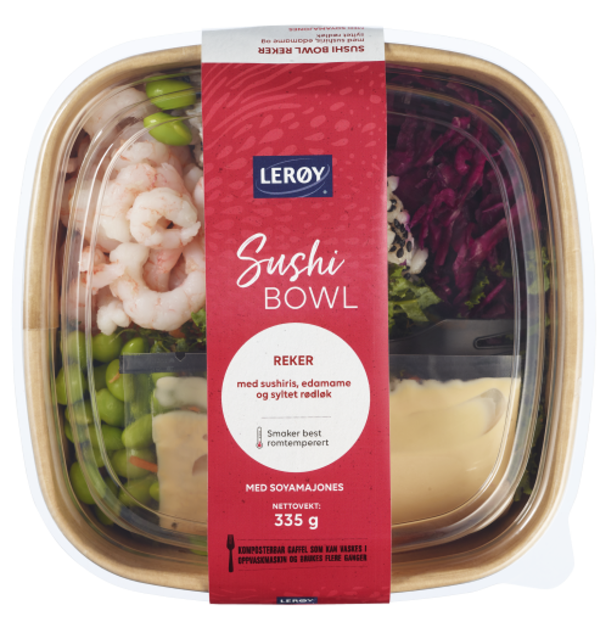 Sushi bowl med norske reker produktbilde