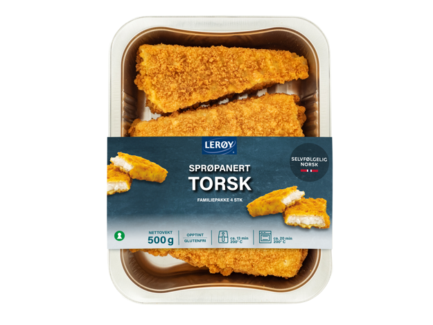 Sprøpanert torsk forpakning
